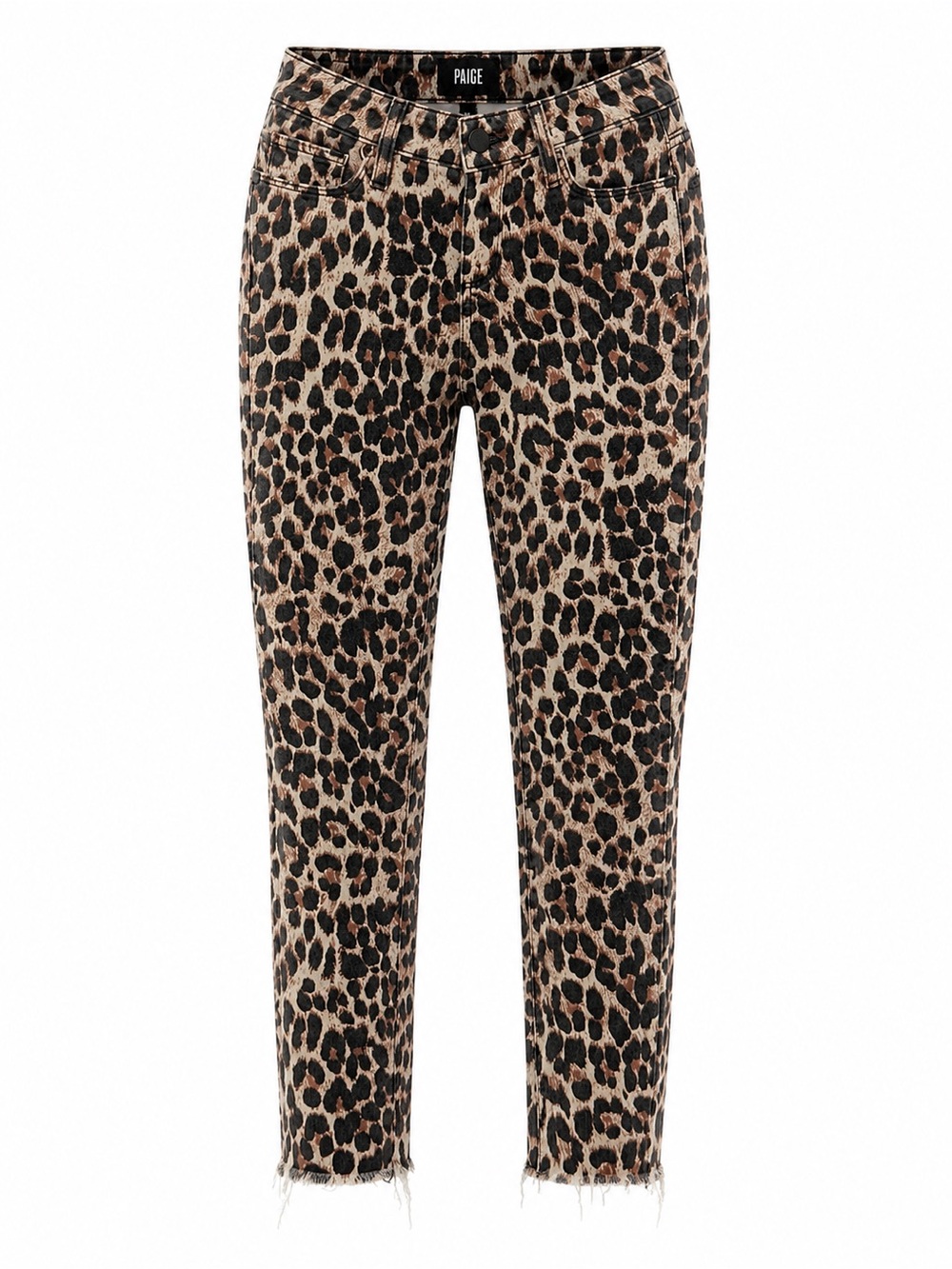 Paige Verdugo Ankle Leopard Print Jeans Womens Skinny Fit Raw Hem